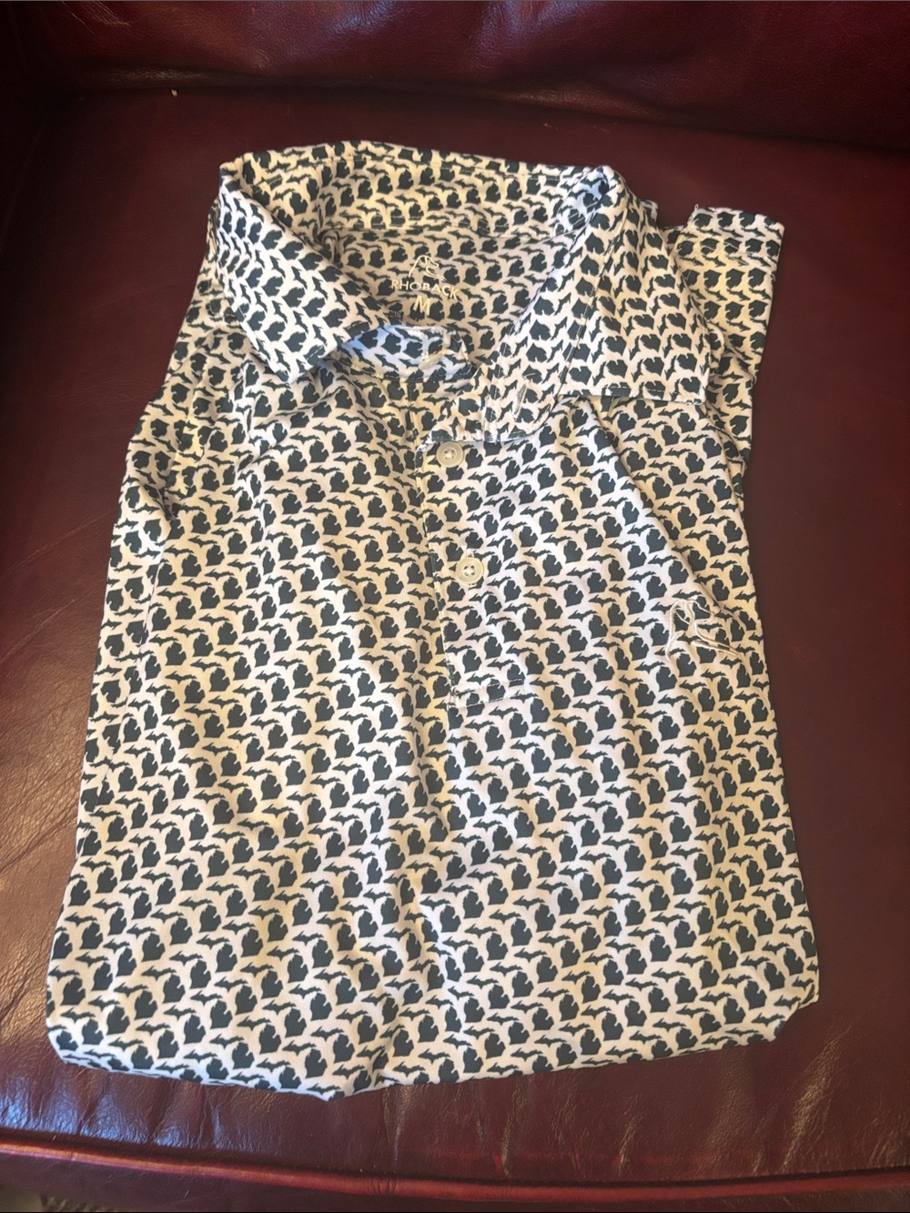 Men's Rhoback Printed Polo Shirt - Michigan Pattern on White